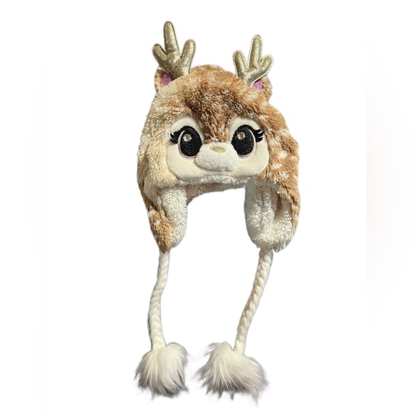 Justice Other - JUSTICE | Holiday Reindeer Face Beanie |Faux Fur | One Size